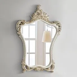 WOOD HOME DECORE Wall Mirror Frame Decorative Vintage Baroque Carved Frame, White Gold Wash, for Bathroom, Livingroom, Bedrooms Wall (36×24Inch Without Mirror)-picture-31