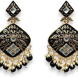 Earrings for Women | Antique White Stone-Studded Dangle Earrings | Lightweight And Stylish Traditional Earrings for Women & Girls-image-49
