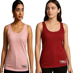 shyam hosiery Women's Tank Top Camisole, Cotton Blend, Pack of 2-picture-34