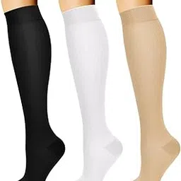 Compression Socks,(3 Pairs) Compression Sock for Women & Men - Best for Running, Athletic Sports, Crossfit, Flight Travel-image-0