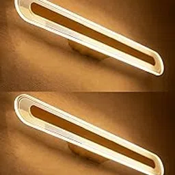 Groeien (Pack of 2 15 Watts Modern Transparent Decorative LED Mirror Bathroom Picture Wall Light(Warm White) (2) image 1
