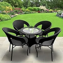 BRISHI Garden Patio Seating Chair and Table Set Outdoor Garden Balcony Coffee Table Set Furniture (Black, 4 Seater)-picture-29