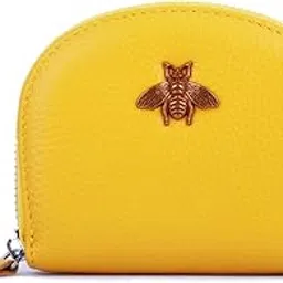yocipa Leather Zip-Around Wallet with Embossed Bee Emblem, Black, Yellow, Medium, Fashion-picture-50