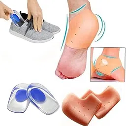 Clopic Silicone Half Heel Protector Socks Moisturizing Socks for Foot-Care and Gel Heel Cups for Anti Heel Cracks Silicon Heel Pad For Heel Ankle Pain Heel Spur Shoe Support Pad Combo (Pack of 2Pair)-picture-24