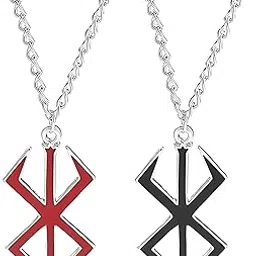 bharatbazaar Anime Accessories, 2PCS Necklace for Men and Women, Stylish Neck Chain with Pendant, Unisex Anime Jewelry, Red and Black Chains for Cosplay and Daily Accessories image 1