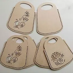 Whittlewud Pack of 2 Wooden (9.84 x 11.8in) Front and Back Bottoms for Handbag, Crochet Basket Bottom, Wooden Bottom for Knitting, Crochet Basket Base-image-6