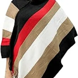 matelco Women's Stripes Woollen Poncho-picture-51