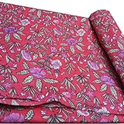Malan bai 2 Meter Jaipuri Handmade Floral Printed Pure Cotton Unstitched Dress Material Sanganeri Fabric for Blouse/Plazzo,Kurti/Lehenga/Saree/Piece Material for Girl/Women-image-76