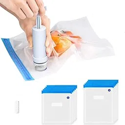 Food Compression Bag Vacuum Storage Space Saver Food Sealer Reusable for Food Vegetables, Fruits Etc. Portable[1x Manual Pump,30 * 34cm,26 * 34cm 26 * 28cm,21 * 22cm Pack of 5-image-1