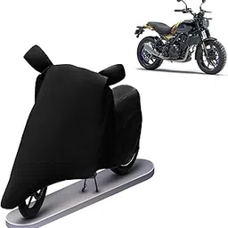 VYAS 100% Water Resistant Bike Cover Compatible with Royal Enfield Guerrilla 450 Both Side Mirror Covers Silky Black Interlock Stitched Ultra Surface Scratch Proof Layer Inside Protection Bike Cover-picture-11