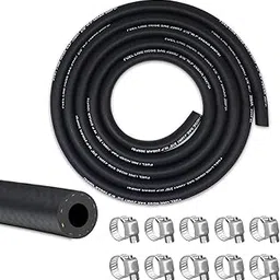 VWTNI 3/16 Fuel Line, Fuel Line Hose 10 Feet, NBR Rubber Gasoline Tube with 10 PCS Stainless Steel Fuel Line Clamps, Fuel Line Kit-picture-10
