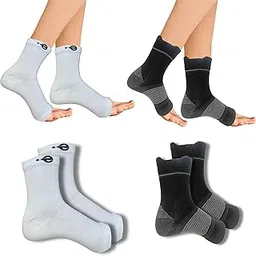 Compression Socks for Ecosync Open Toe Neuropathy: Bamboo Cotton Blend, Moisture-Wicking, Anti-Bacterial, Pain Reduction, Swelling & Circulation Support, Unisex, Combo Pack (White + Black)-picture-39