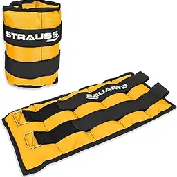 Strauss Adjustable Ankle/Wrist Weights 2 KG X 2 | Ideal for Walking, Running, Jogging, Cycling, Gym, Workout & Strength Training | Easy to Use on Ankle, Wrist, Leg, (Yellow)-picture-25