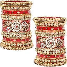 hins Plastic Red Elegance: Bridal Chuda with Kundan and Zari Gold and Silver Work Photo & Name-picture-43