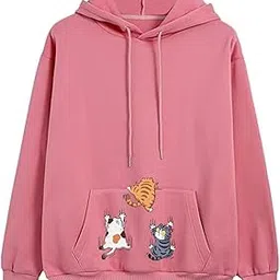 Womens Regular Fit Cat Graphic Hoodie Pullover Sweatshirt with Funny Cartoon Cat Design and Back Quote Soft Casual Streetwear for Pet Lovers Cozy Fall Winter Loungewear Top-picture-47