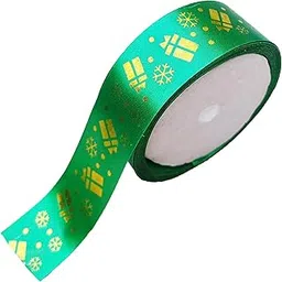 Forty Wings 1 Pcs Satin 9 M Christmas Gift Printed Ribbon for Xmas Gift Wrapping Craft Wreath Bow Making Item Christmas Tree Decoration Ornaments (Green)-picture-14