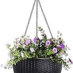 AASHU Self Watering Hanging Pot,Flower Pots for Balcony,Hanging Planter Pot with Chain,10 inch, Dark chocklate, 1 Piece-image-98