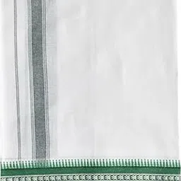 tuni mani White Rudhratcha Border Men's cotton Single Dhoti/Length 2.0meter, Height 1.24meter-picture-28