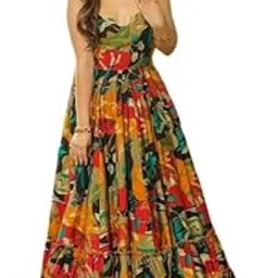 RV Women's Vibrant Floral Maxi Dress with Spaghetti Straps Flowy Summer Resort Style Multicolor Print Barlin-33-Multi-Y-3XL-picture-36