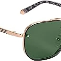 aislin UV Protected Rim-Less Square/Wayfarer Sunglasses for Men and Women (G-15 (Dark Green) Lenses | Golden-Black Frame | Medium | AS 2A777)-picture-37