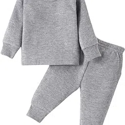 aRIC Moms Pet Unisex Baby Full Sleeves Solid Ribbed Side Open Thermal Set| Top & Bottom Set for Winters-picture-19
