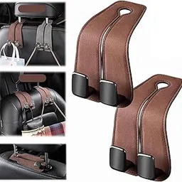 EVVIX Car Seat Hooks, 1 Pcs Leather Double Hooks for Car Seat Back, 2 in 1 Multi-Functional Car Seat Headrest Hooks, Ideal for Purse, Coats, Umbrellas, Grocery Bags, Brown-picture-12