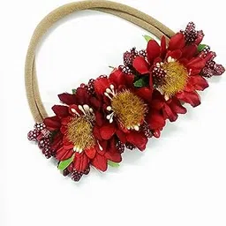 Lavitra fashion headbands sunflower soft nylon hairbands for baby girls , Kids infants Toddlers - Pack of one (Red)-picture-37
