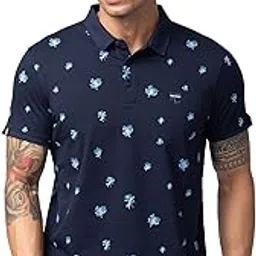 spykar Green Polo Collar Half Sleeves Blended T-Shirt for Men-picture-29