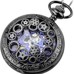 FABLOFT Steampunk Hands Scale Mechanical Skeleton Pocket Watch Holiday Birthday Gift-picture-23