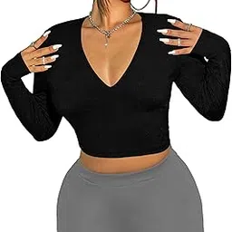 the blazze Women's Cotton Stretchable V Neck Full Sleeve Ethnic Readymade Saree Choli Black Blouses for Women L395-picture-11