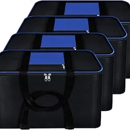 Durable Insulated Cooler Bag with Zipper Closure and Handles – Perfect for Picnics, Travel, and Food Storage, Black/Blue (4) image 1