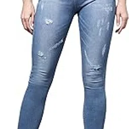 miss chase Women's Blue Skinny High Rise Mild Distress Regular Stretchable Denim Jeans-picture-46