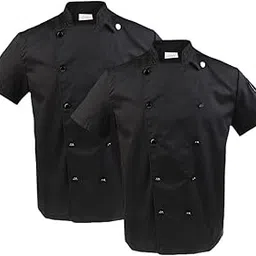 merishopp 2/pack Unisex Adults Chef Coat Jacket Uniform Double Breasted Short Sleeve-picture-11