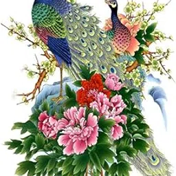 Divine Designs™ PVC Vinyl Self-Adhesive Peacock & Flowers Wall Sticker for Living Room, Bedroom, Office Wall Decoration (25 X 22 INCH) Pack 1-image-2