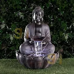 SwarnNest Interiors Meditating Buddha Water Fountain, 91 cm, Sandstone Finish, Garden Decor (Design 2)-picture-55