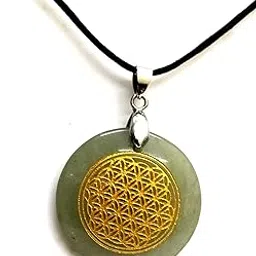 astroghar Green Aventurine Flower of Life Sacred Geometry Crystal Pendant for Men and Women-picture-46