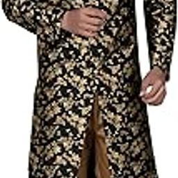 xepon Mens Ethnic Wear Black Gold Sherwani Set-picture-43