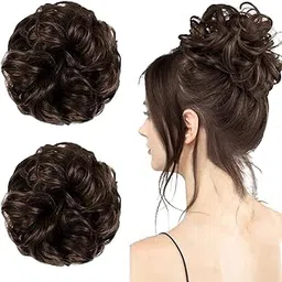 VIEWS 1PCS Messy Bun Hair Piece Hair Extension With Elastic Rubber Band Hairpiece Synthetic Hair Scrunchies Hair Piece for Women Girls Color Brown-image-89