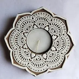 Wooden Tea Light Candle Holder | Handcrafted Natural Wood Tealight Stand for Home Decor, Pooja, Diwali & Festive Lighting |Free Size |-picture-65
