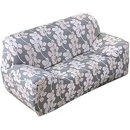 House of Quirk Polyester Spandex Printed Sofa Cover Big Elasticity Cover Stretch Universal Sofa Slipcovers (Grey Flower, Double Seater)-picture-15