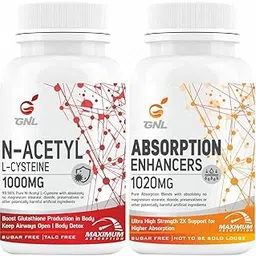 GNL NAC Supplement -N-Acetyl L-Cysteine 1000mg Gluten-Free, Non-GMO & Vegan supports Respiratory Health, Glutathione Production, Immunity -60 Veg. Tablets (No Capsules Pack 1)-image-2