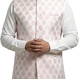 vs brand Men’s Premium Tailored Leaf Pattern Nehru Jacket | Handcrafted Modi Jacket-picture-12