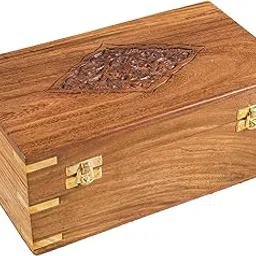 White Whale Indian Rosewood Antique Treasure Storage Chest Box for Condiment Spice&Jewellery/Vintage Rustic Keepsake Trinket Organizer With Compartments/Handmade Decorative Sheesham Wood Caddy Tea Bag-picture-38