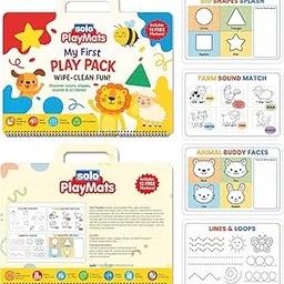 SOLO PlayMats – My First Play Pack for Toddlers | 5 Reusable Coloring Mats for Toddlers and Kids with Shapes, Scribbles & Animal Sounds | Dry-Erase Activity Set with 12 Markers | Ages 18–30 Months-picture-24