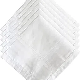 kolva 100% Cotton White Plain Premium Handkerchief|Easy Wash & Premium Cotton Fabric|Plain (PO6)-picture-26