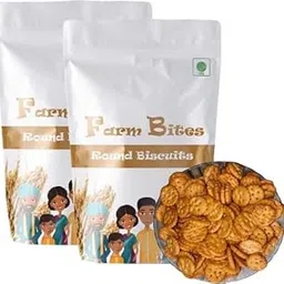 Farm Bites - Home Made Fresh Small Round Shaped Biscuits | Tea TIme Snacks | Small crispy Crackers - (100 Grams)-image-96