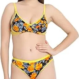 tace Women Stylish Cotton Bra and Underwear Set (JHA_Flower Yellow_30pt)-picture-20