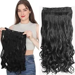 PrimeBerie Curly Black Hair Extension For Women and Girls In 5 Clips,24 Inch-picture-14