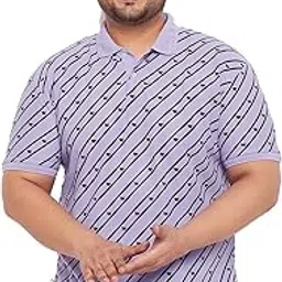 Men's Plus Size Cotton Blend Printed Polo Casual Tshirt BZRBigC-1006-LAVENDER-picture-20