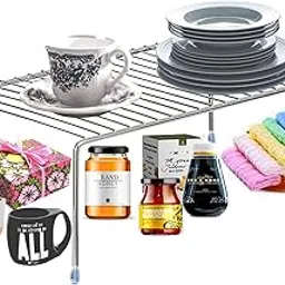 MBCARE Stainless Steel Utensils Dish Rack, Multipurpose Rustproof Shelf, Storage Shelves, Stand for Home & Kitchen Cabinet, Cupboard & Pantry (LWH-25x18x11 cm)-picture-22